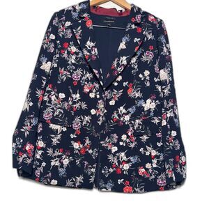 Lane Bryant The Bryant Blazer Navy Floral Crepe Jacket NW0T size 16 office work